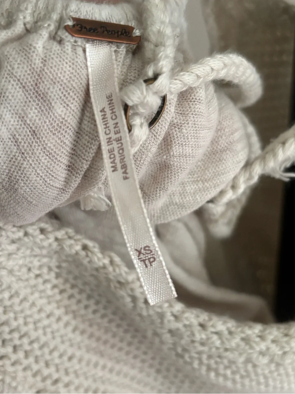 Free People Cream Crochet Knit Babydoll Tank Top Size XS